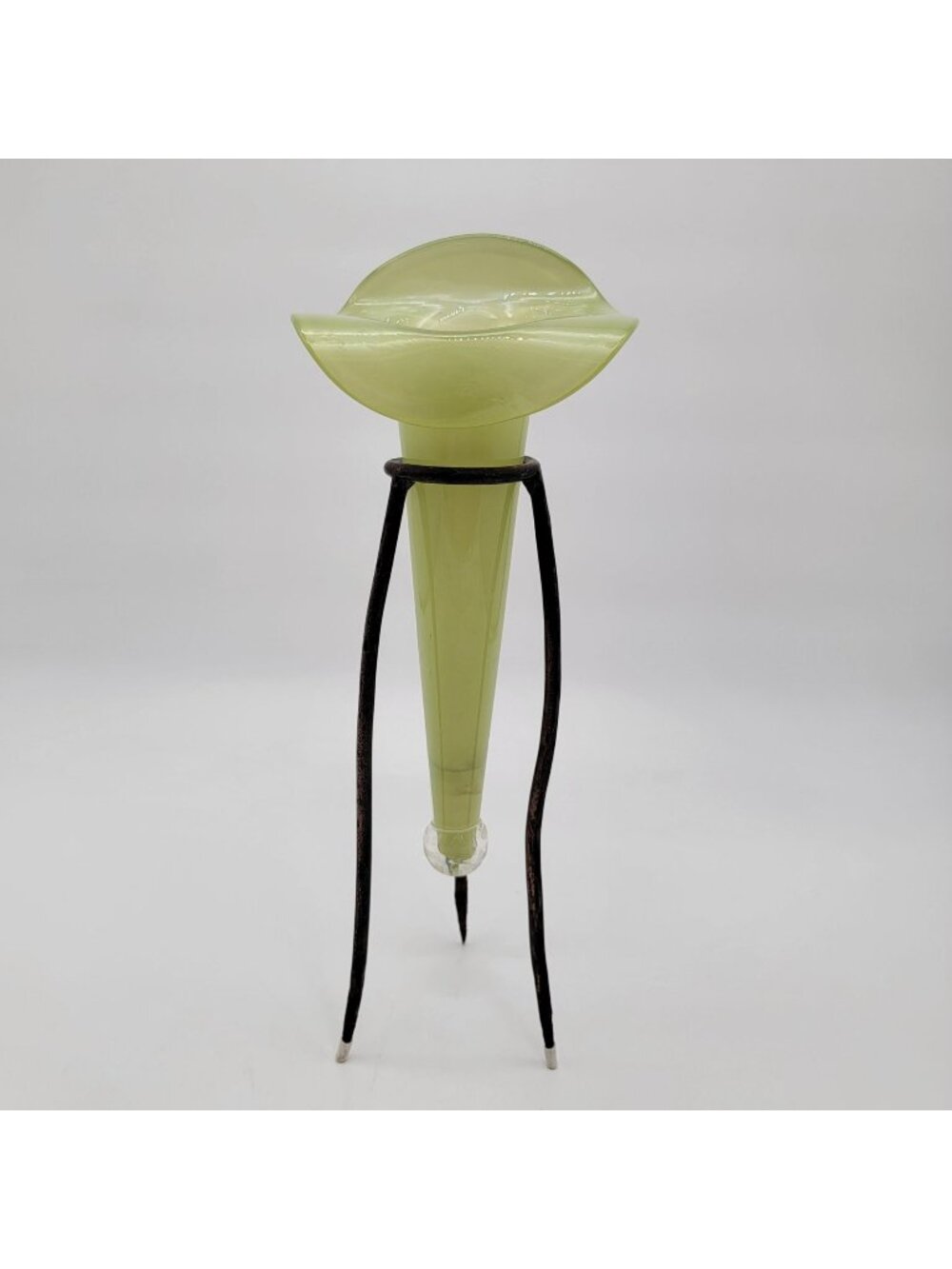 Vintage Jack In The Pulpit Art Glass Epergne With Wrought Iron Stand